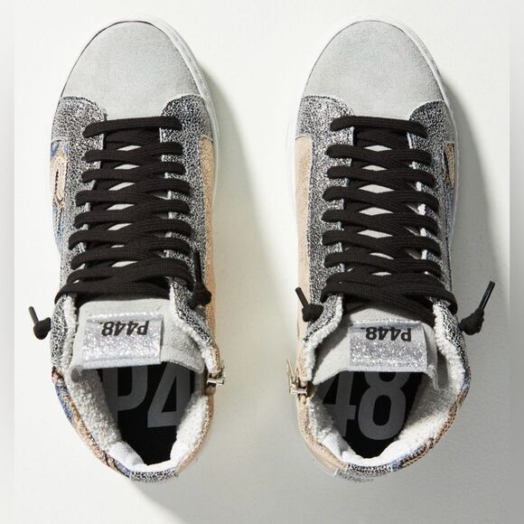 NIB P448 High-Top Panama Sneaker in Light Grey Size 37 - Picture 2 of 4